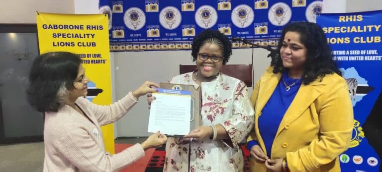 Ms. Alice Lehasa and Mr. Ramabokwa awarded the Melvin Jones Trophy By Lions Club